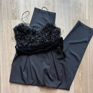 Zara Black Midi Cocktail Skirt with Textured Detail